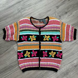 Vintage floral embroidered sweater cardigan